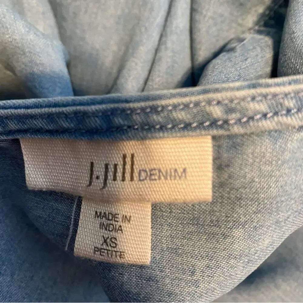 J. Jill Denim Chambray V-Neck Blouse - size XS - Picture 3 of 6